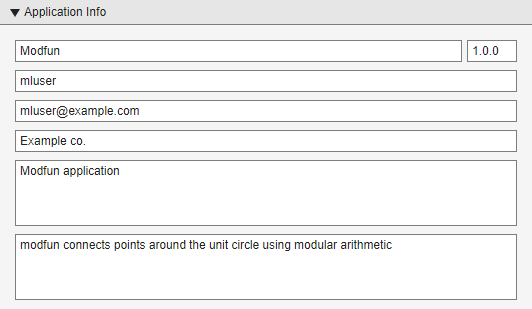 Application info section of the compiler task