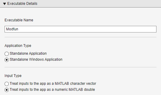 Executable details section of the compiler task