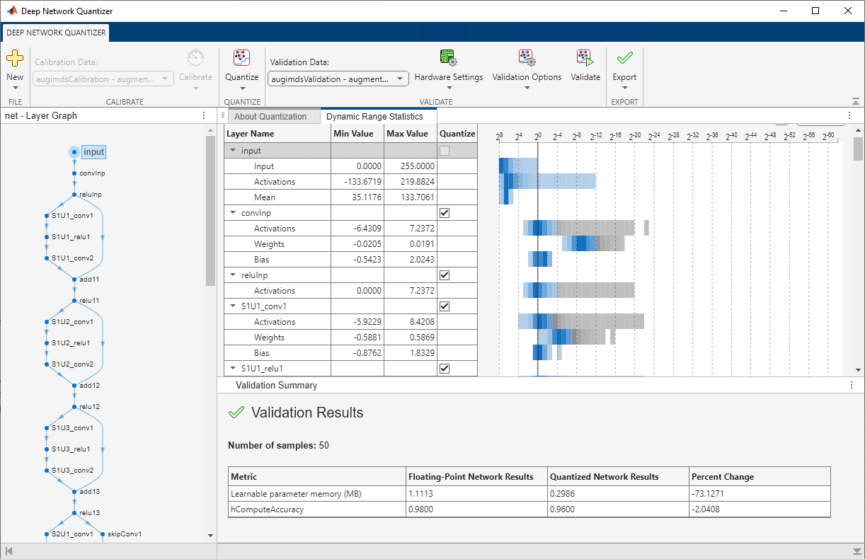 Screenshot of Deep Network Quantizer app.