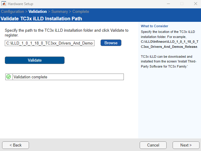 Validate TC3x iLLD in hardware setup