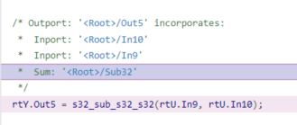 Highlighted code for the Sum block.