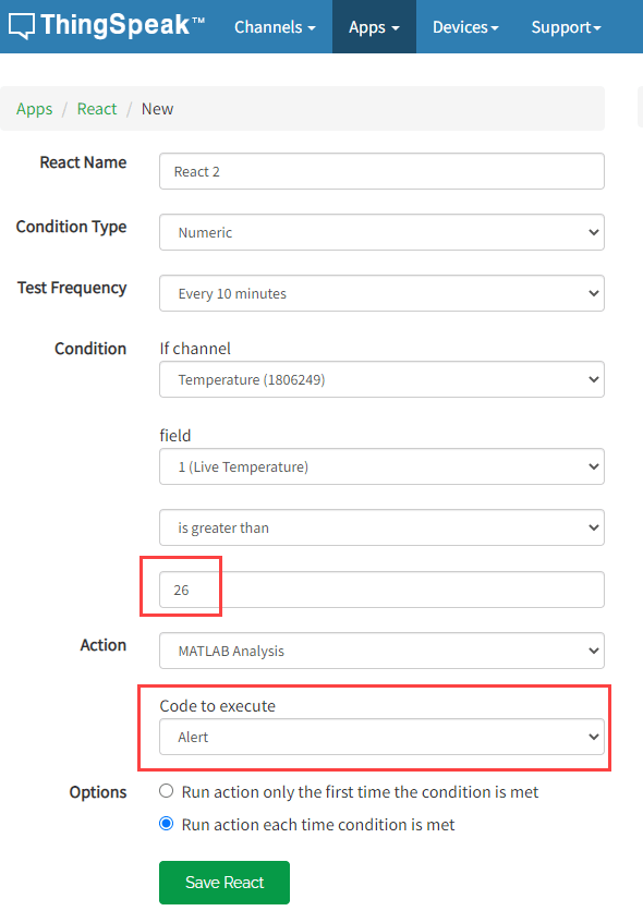 Figure shows the react app.