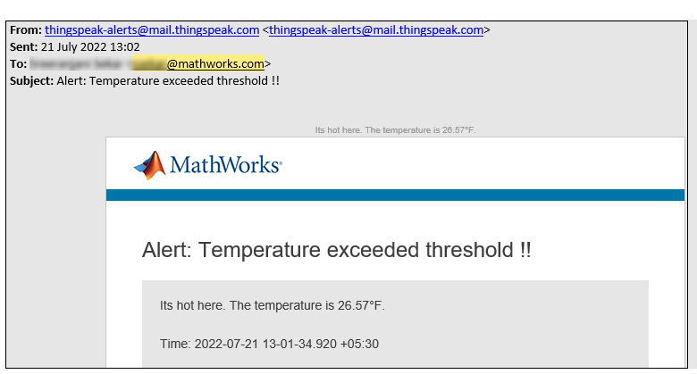 Figure shows the email alert.
