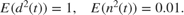 $$ E(d^2(t)) = 1 ,\quad E(n^2(t)) = 0.01 . $$