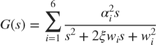 $$ G(s) = \sum_{i = 1}^6 \frac{\alpha_i^2 s}{ s^2 + 2\xi w_i s + w_i^2} $$