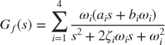 $$ G_f(s) = \sum_{i=1}^{4} \frac{\omega_i(a_is+b_i\omega_i)}{s^2+2\zeta_i\omega_is+\omega_i^2} $$