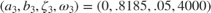 $$ (a_3,b_3,\zeta_3,\omega_3) = (0,.8185,.05,4000) $$