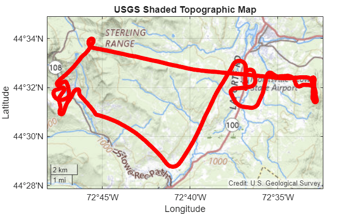 Figure contains an axes object with type geoaxes. The geoaxes object contains an object of type line.