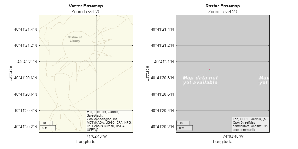 Figure contains 2 axes objects. Geoaxes object 1 is empty. Geoaxes object 2 is empty.