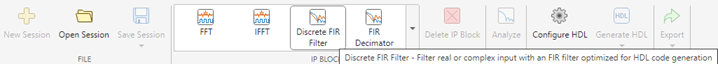 DSP HDL IP Designer toolbar