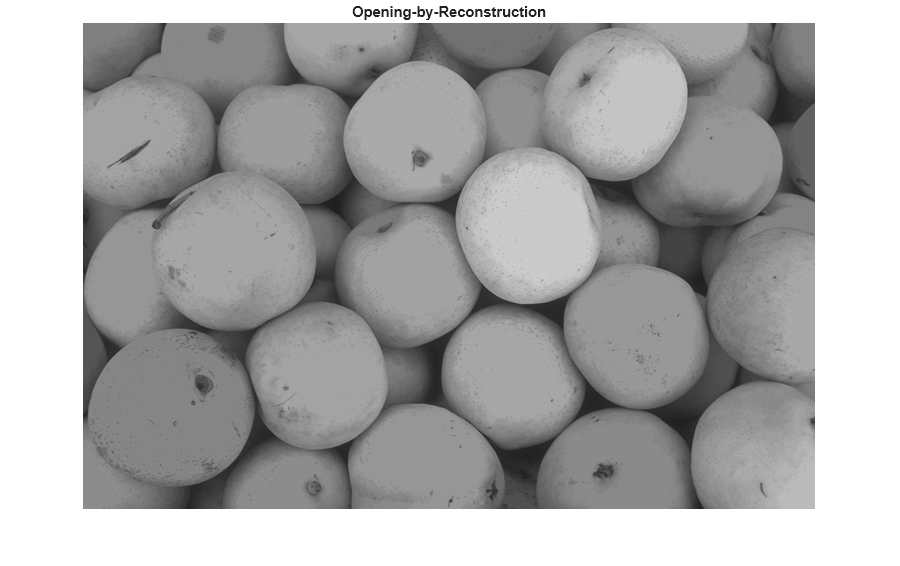 Figure contains an axes object. The hidden axes object with title Opening-by-Reconstruction contains an object of type image.