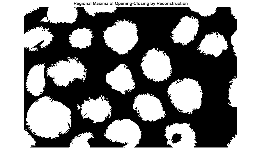 Figure contains an axes object. The hidden axes object with title Regional Maxima of Opening-Closing by Reconstruction contains an object of type image.