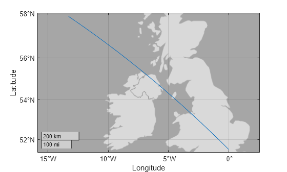 Figure contains an axes object with type geoaxes. The geoaxes object contains an object of type line.