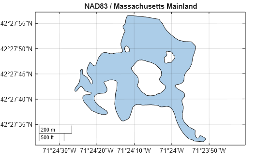 Figure contains an axes object with type mapaxes. The mapaxes object contains an object of type polygon.