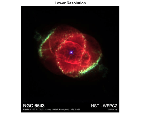 Figure contains an axes object. The hidden axes object with title Lower Resolution contains an object of type image.