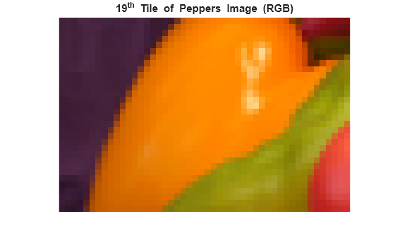 Figure contains an axes object. The hidden axes object with title 19 toThePowerOf th baseline blank Tile blank of blank Peppers blank Image blank (RGB) contains an object of type image.
