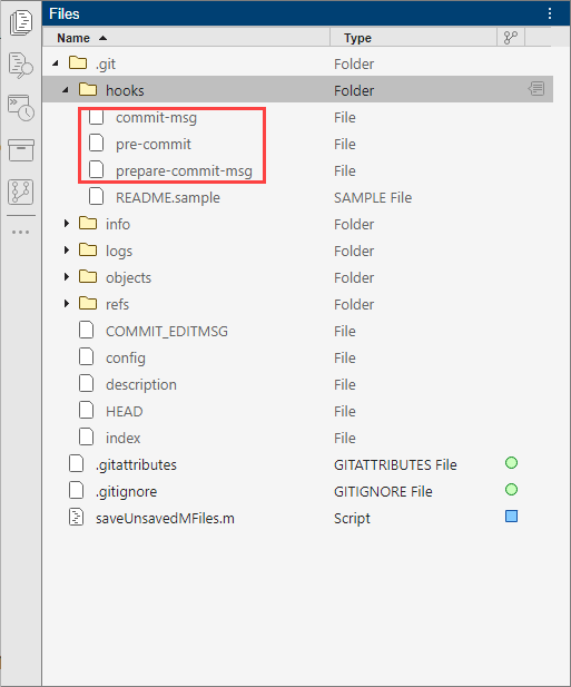Use Git Hooks in MATLAB