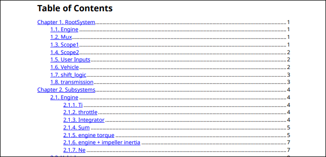 Table of contents showing chapters and subsections