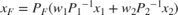 $x_{F}= P_{F}(w_{1}{P_{1}}^{-1}x_{1} + w_{2}{P_{2}}^{-1}x_{2})$