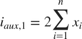 $i_{aux,1} = 2 \displaystyle\sum_{i=1}^{n} x_i$