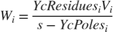 $W_i = \frac{YcResidues_i V_i}{s-YcPoles_i}$