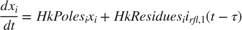$\frac{d x_i}{d t} = HkPoles_i x_i + HkResidues_i i_{rfl,1}(t-\tau)$