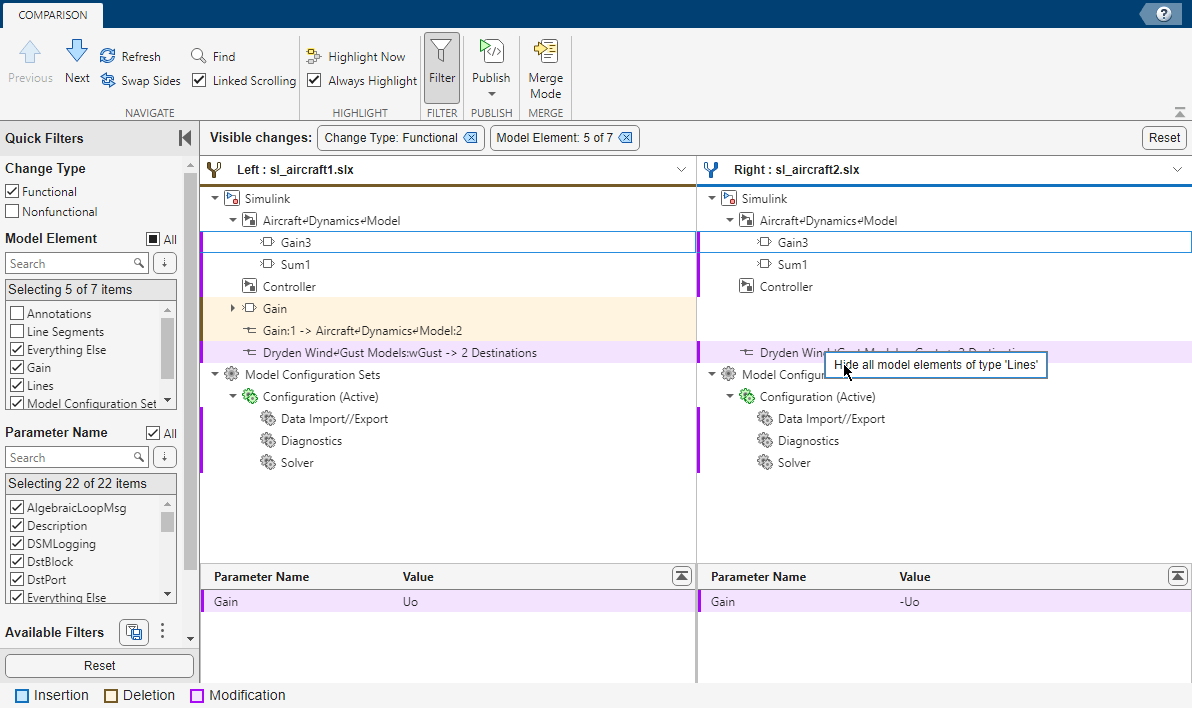 Compare and Merge Simulink Models