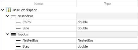 Bus objects in the base workspace in the Type Editor