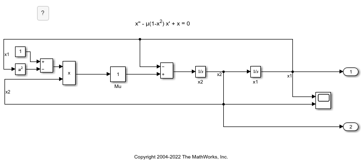 Van der Pol Equation model without the annotation at the top that says "Van der Pol Equation"