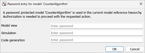 Protected model password dialog box