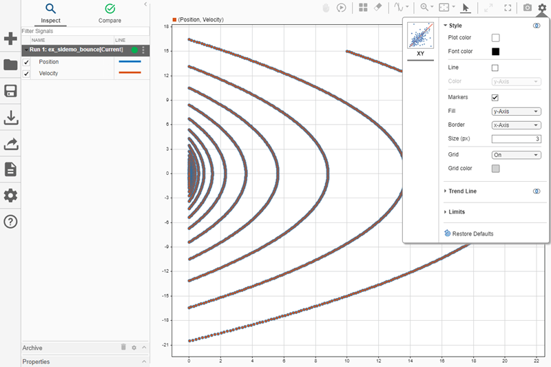 The Visualization Settings menu