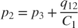 $$ p_2=p_3 + \frac{q_{12}}{C_1} $$