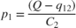 $$p_1=\frac{(Q-q_{12})}{C_2}$$