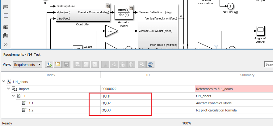 The Requirements Browser shows the updated requirements.