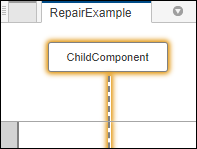 The RepairExample sequence diagram with the ChildComponent lifeline highlighted in yellow.