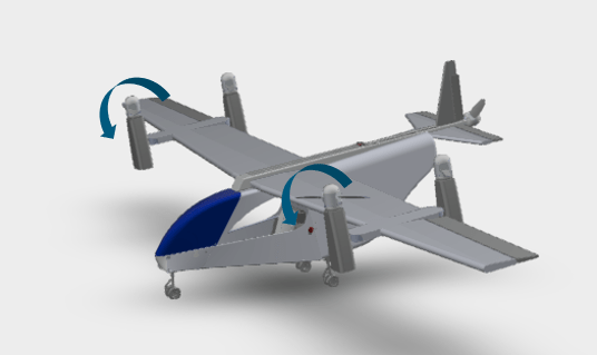 Render of a tilt-rotor VTOL UAV.