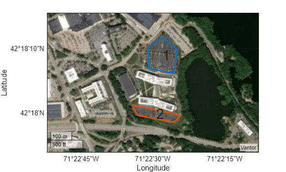 Figure contains an axes object with type geoaxes. The geoaxes object contains 4 objects of type line, text.