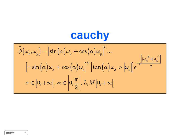 Figure contains an axes object and an object of type uicontrol. The axes object with title cauchy contains an object of type image.