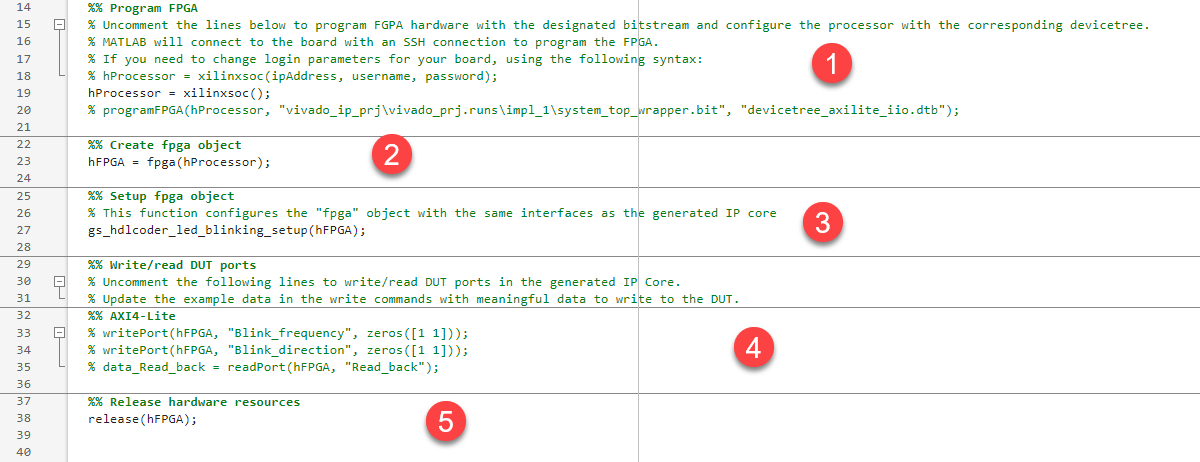 LED blinking model host interface script