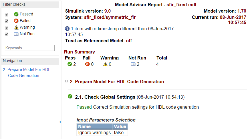 HDL Workflow Advisor Sample Report
