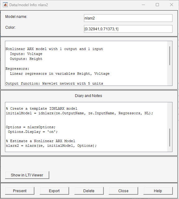 Data/Model Info Board for nlarx2