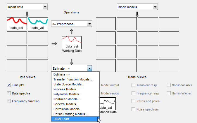 Quick start is selected in the drop-down list for Estimate in the Operations area