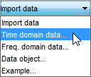 List of data types that can be imported. Time domain data is selected.