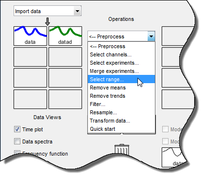Select range is selected in the drop-down list for Preprocess in the Operations area