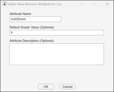 Sample Numeric Value attribute with "Attribute Name" set to numDoors and the default value set to 4
