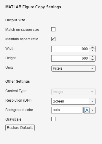 Figure Copy Settings page