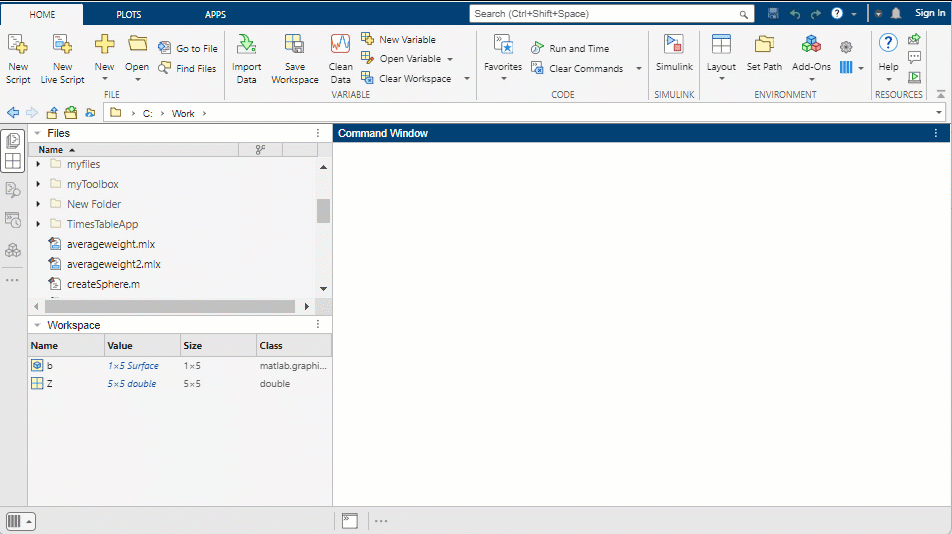 Animation of using the search box to search for the word "function", and then clicking the "New Live Function" toolstrip item in the results to create a new live function