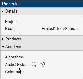 Add-Ons section of the Properties pane on the right. Point and click the magnifying glass next to the add-on name to highlight files that use an add-on.