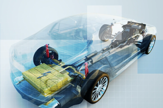 3D hybrid electric vehicle.