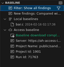 Visual Studio Code baseline view